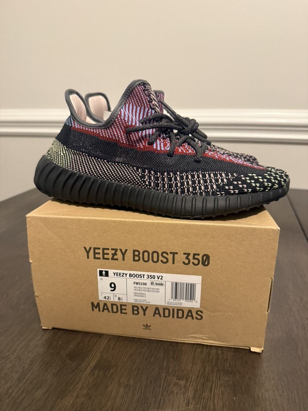 adidas Yeezy Boost 350 V2 Yecheil Non-Reflective FW5190 Primeknit Rubber Sole 9m